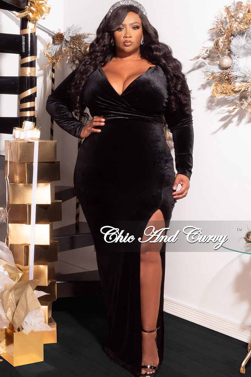 Available Online Only - Final Plus Size Faux Wrap Ruched Vel – Chic And Curvy