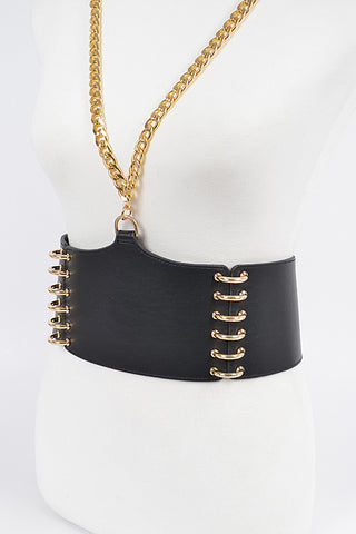 Final Sale Plus Size Suspender Belt Gold and Black Chains