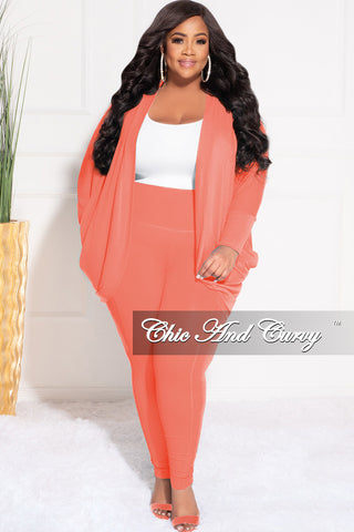 Final Plus Size 2pc Cardigan and Legging Set in Deep Coral