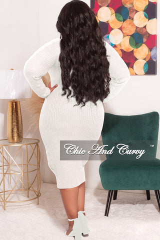 Final Sale Plus Size Turtle Neck Sweater Dress in Ivory / Off White