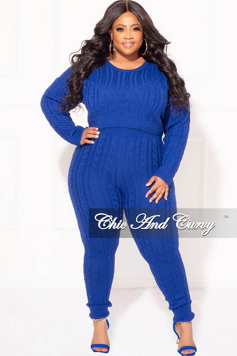 Sexy Woman Set Royal Blue Top With Sleeves Plus Size Two Piece Sets Womens  Outifits Tight Pant Suits Wholesale Dropshipping - Plus Size Sets -  AliExpress