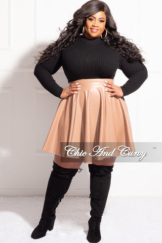 Final Sale Plus Size Faux Leather Skirt in Camel