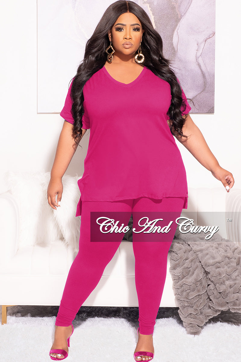 Final Sale Plus Size 2pc Top and Matching Legging Set in Magenta – Chic Curvy