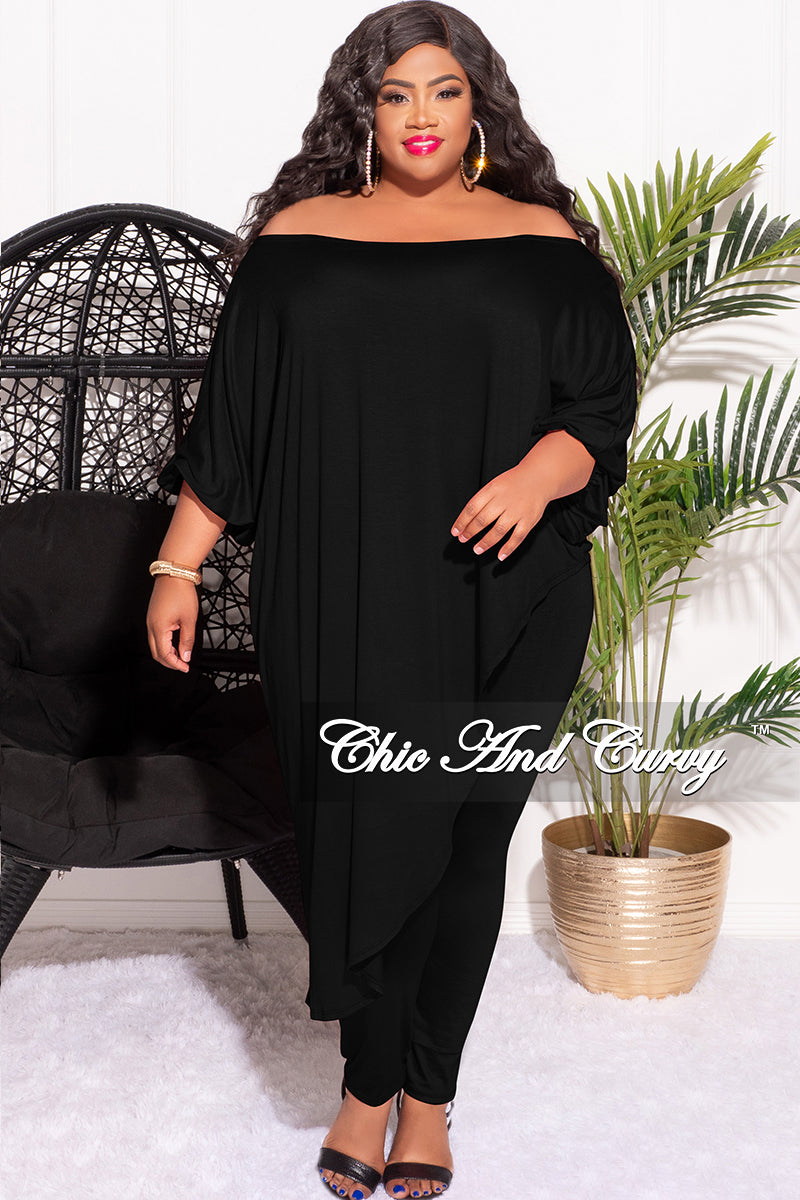 Final Sale Plus Size 2pc Set Off The Shoulder Top & Leggings in Black –  Chic And Curvy