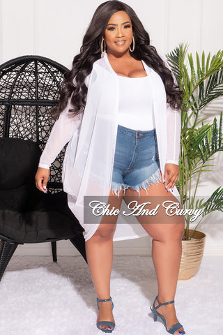 Final Sale Plus Size Mesh Button Up Mesh High Top in White