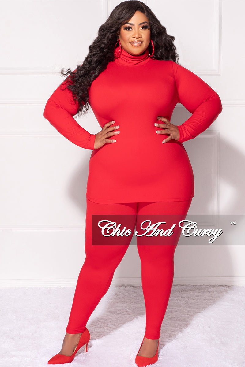 Final Sale Plus Size 2pc Set Turtleneck & Legging in Ruby – Chic And Curvy
