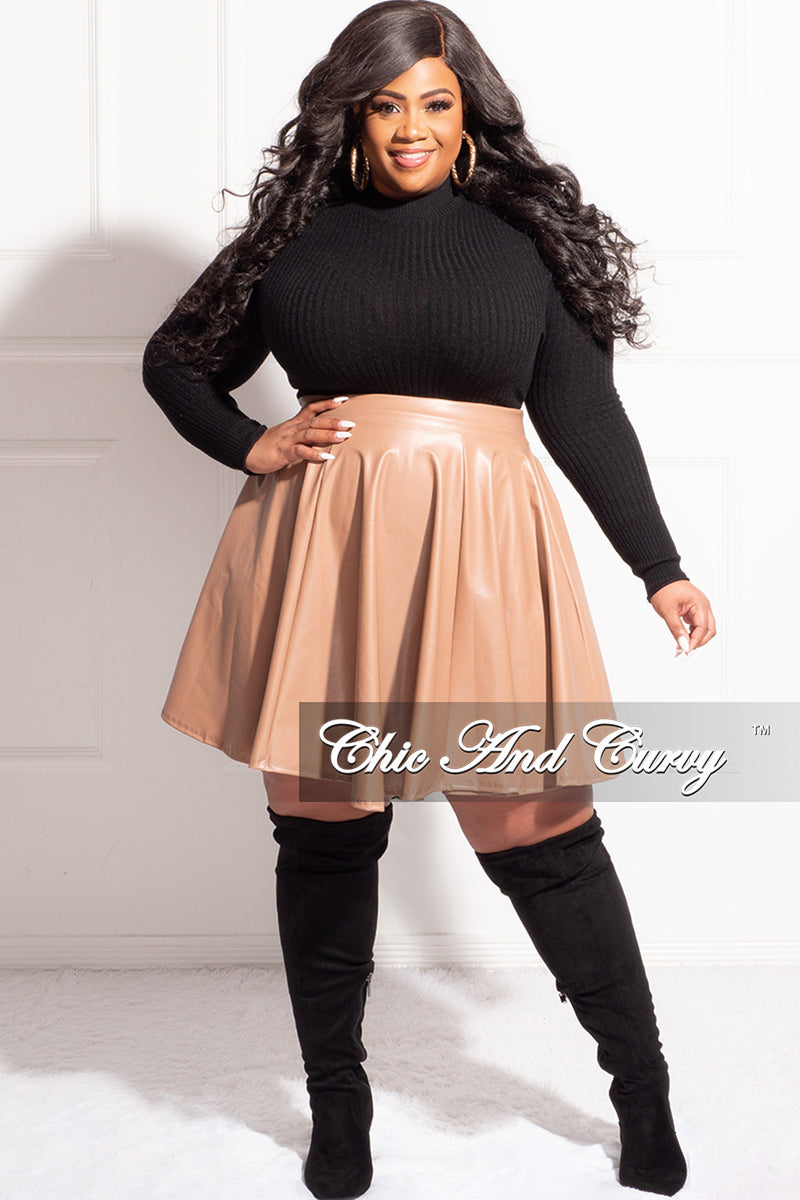 Final Sale Plus Size Faux Leather Skirt in Camel – Chic And Curvy