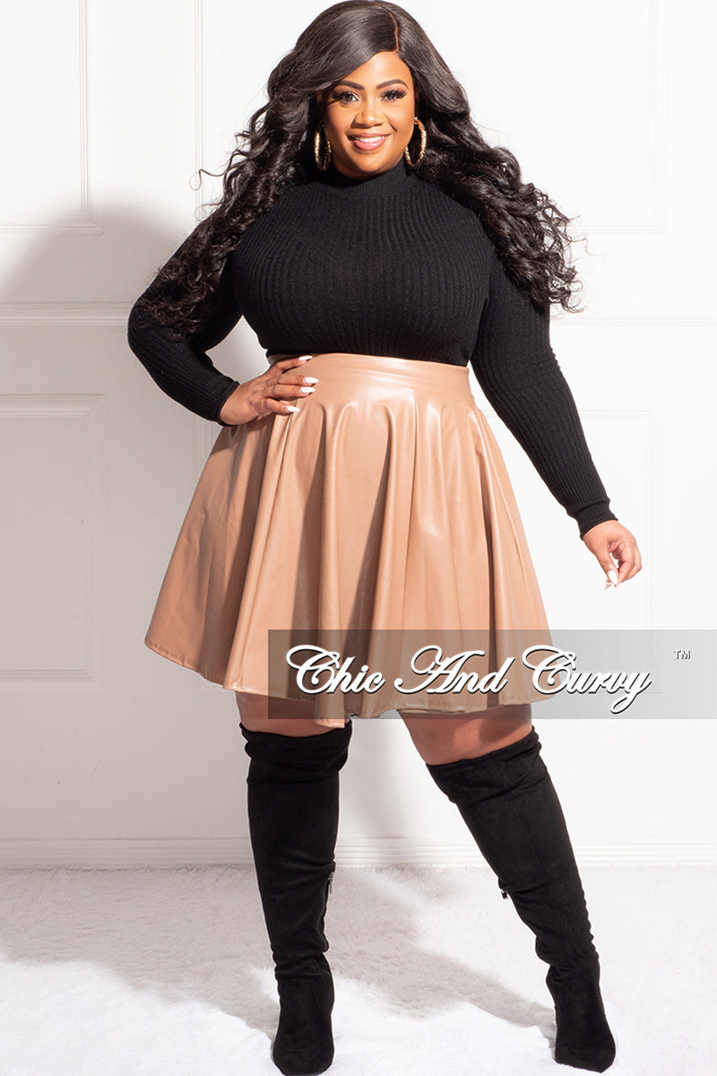Final Sale Plus Size Faux Leather Skirt in Camel Final Sale Plus Size Faux Leather Skirt in Camel