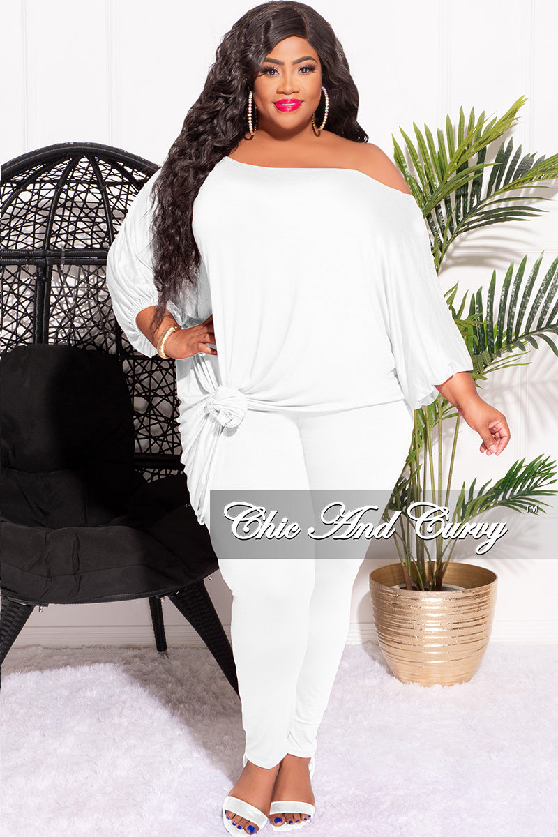 Final Sale Plus Size 2pc Set Off The Shoulder Top & Leggings in White –  Chic And Curvy