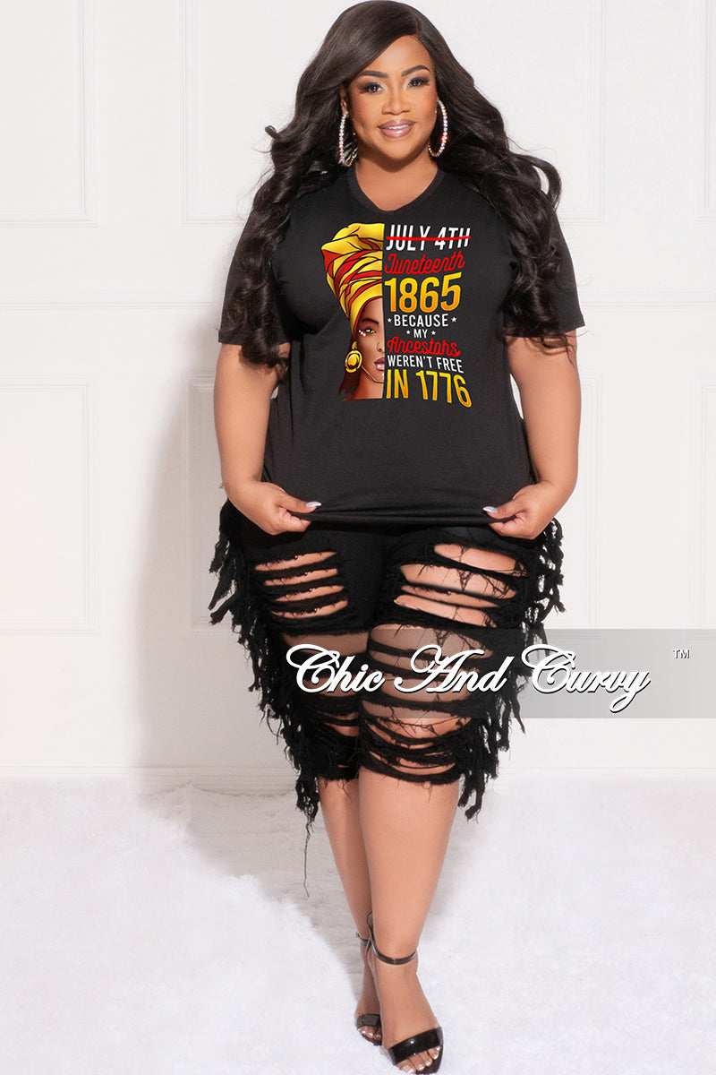 Final Sale Plus Size Juneteenth African American T-Shirt in Black