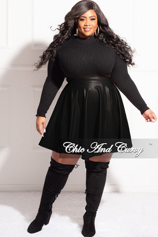 Final Sale Plus Size Faux Leather Skirt in Black
