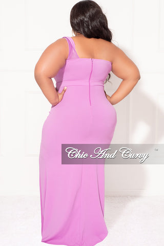 Final Sale Plus Size One Shoulder Gown with Rhinestone Bust in Lavender