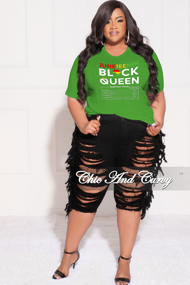 Final Sale Plus Size "Juneteenth Black Queen Nutritional Facts " T-Shirt in Kelly Green