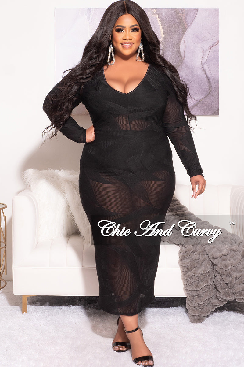 Plus size see through maxi dress Clearance