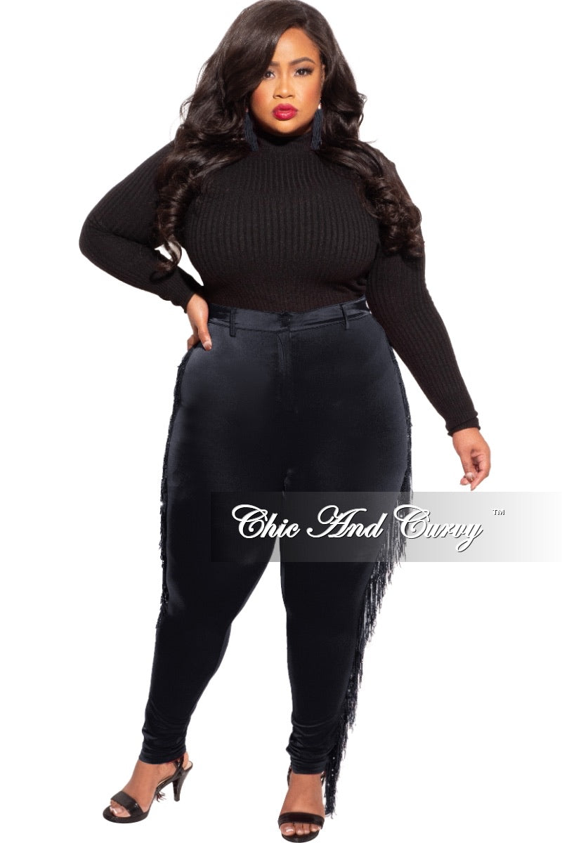Final Sale Plus Size Black High Waist Pants with Iridescent Sequin Fri –  Chic And Curvy