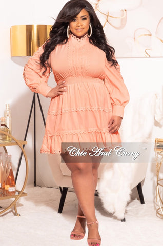 Final Sale Plus Size Babydoll Dress in Peach