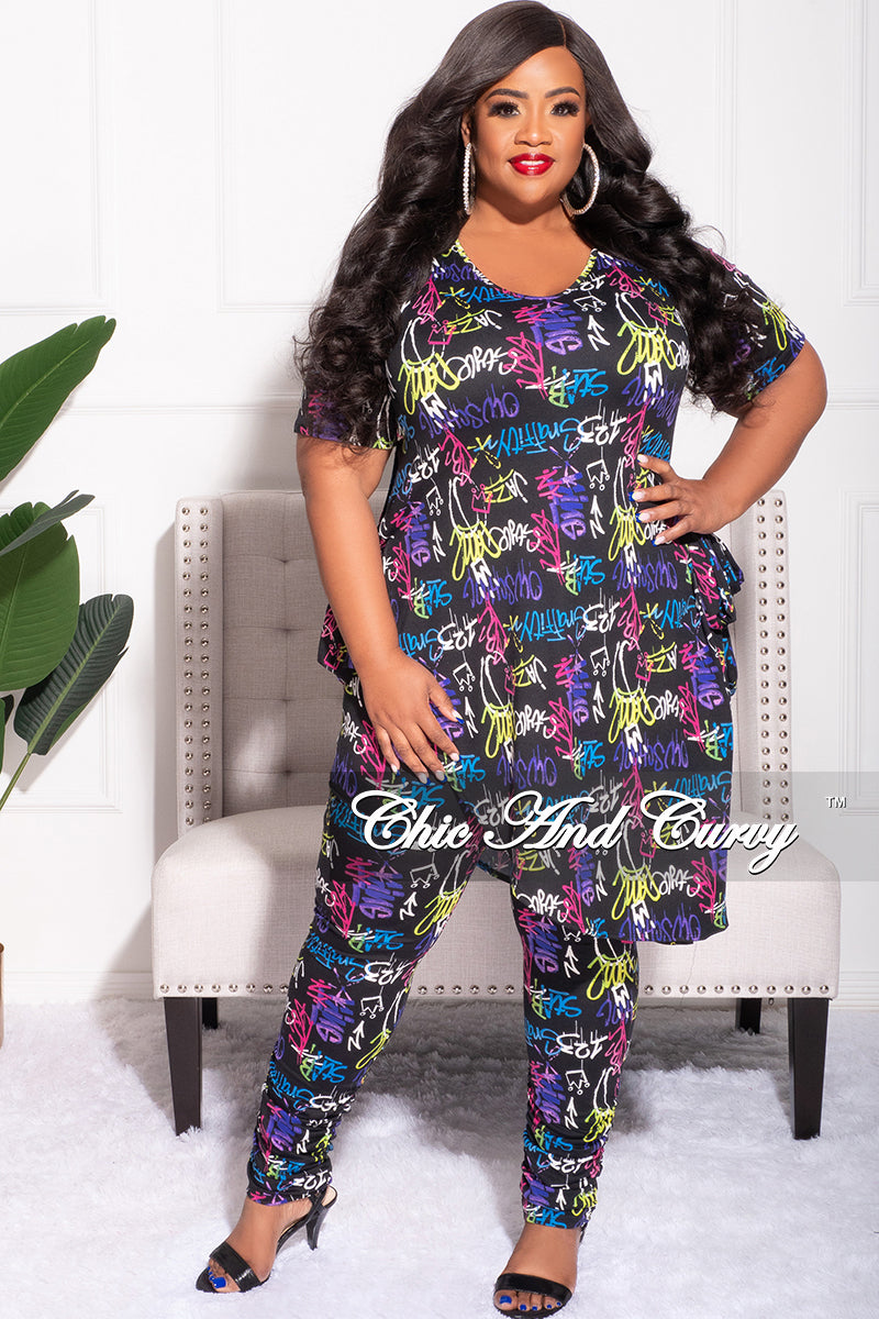 Final Sale Plus Size 2pc Set in Black Graffiti Print – Chic And Curvy