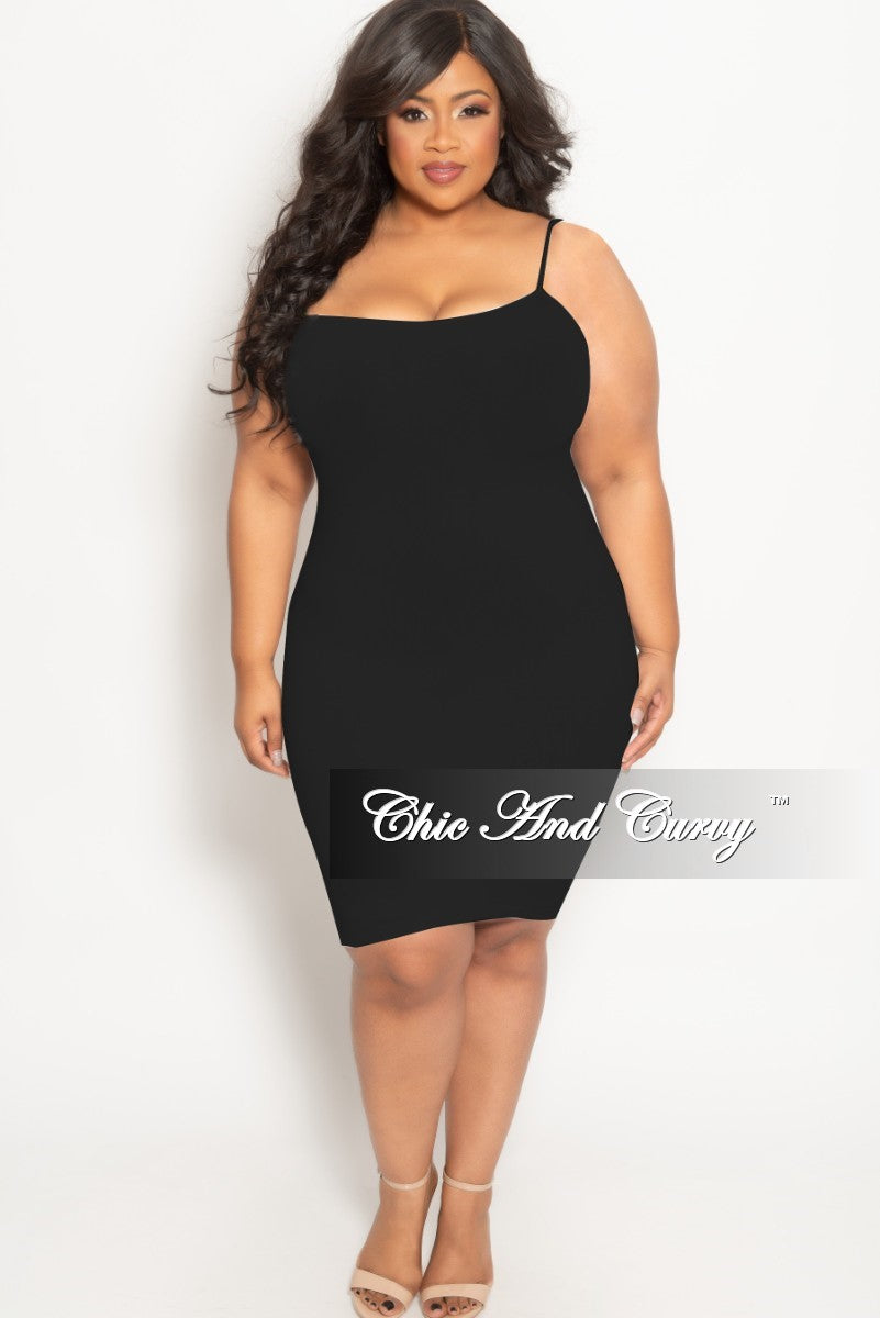Final Sale Plus SIZE Seamless Spaghetti Strap Camisole Dress in Black - ONE SIZE Final Sale Plus SIZE Seamless Spaghetti Strap Camisole Dress in Black - ONE SIZE