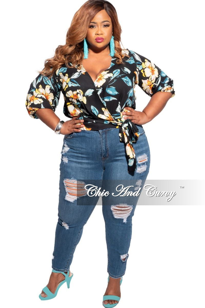 Final Sale Plus Size Distressed Jeans in Medium Denim – Chic And Curvy
