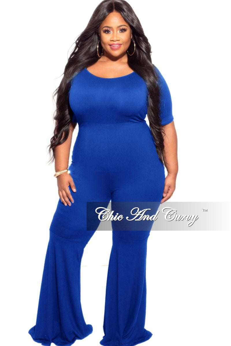 Final Plus Size Bell Bottom Jumpsuit in Royal Blue – Chic And Curvy