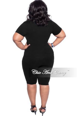 Final Sale Plus Size 2pc (Knotted Shirt & Short) Set in Black