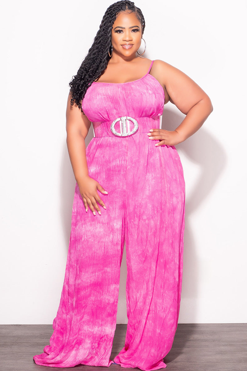 Final Sale Plus Size Jumpsuit with Soft Crepe Fabric in Pink