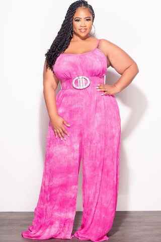 Final Sale Plus Size Jumpsuit with Soft Crepe Fabric in Pink
