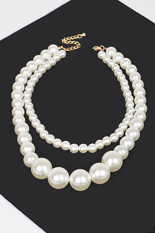 Final Sale Multi Size Faux Pearl Double Layered Necklace