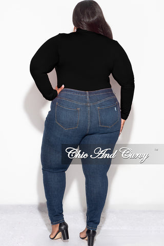 Final Sale Plus Size Wide Leg Denim Jeans with Distressed Knee in