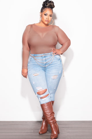 Final Sale Plus Size Mesh Top in Mocha