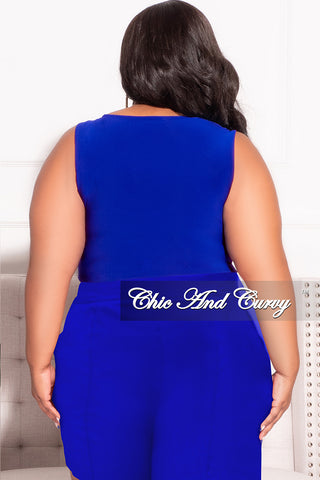Final Sale Plus Size Sleeveless Crop Top in Royal Blue (Top Only)