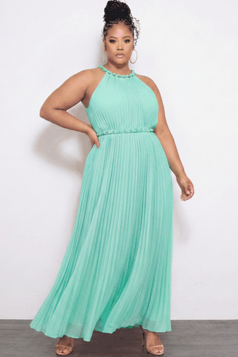 Final Sale Plus Size Sleeveless Chiffon Chain Halter Neck Maxi Dress i Chic And Curvy Final Sale Plus Size Sleeveless Chiffon Chain Halter Neck Maxi Dress i Chic And Curvy