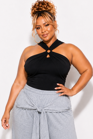 Final Sale Plus Size Jogger Pants with Front Tie in Grey