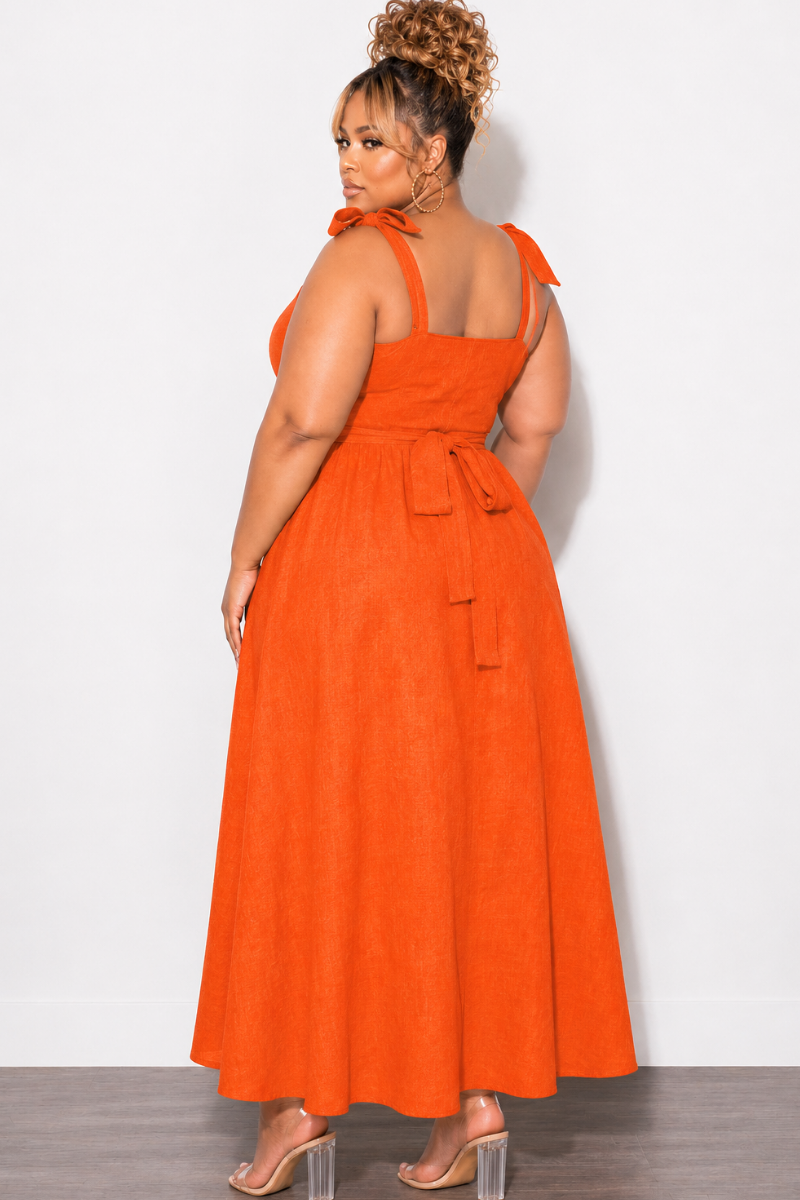 orange plus size summer dress Elegant Plus Size Summer Midi Dress with Puff Sleeves and Sunflower Pr Canary Houze