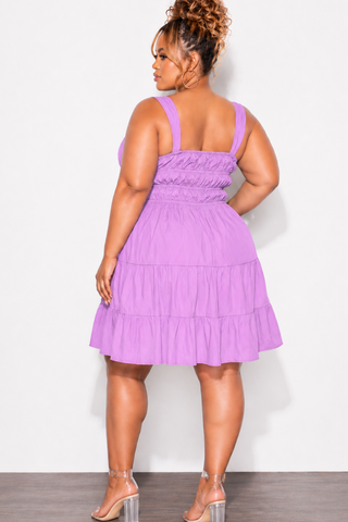 Final Sale Plus Size Sleeveless Baby Doll Dress in Purple Lavender