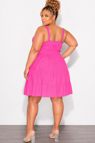 Final Sale Plus Size Sleeveless Baby Doll Dress in Pink Fuchsia – Chic And Curvy
