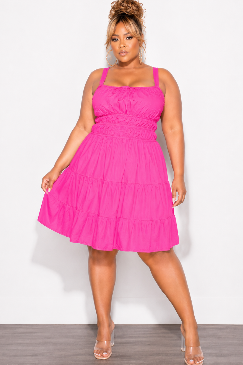 baby doll dresses Final Sale Plus Size Sleeveless Baby Doll Dress in Pink Fuchsia