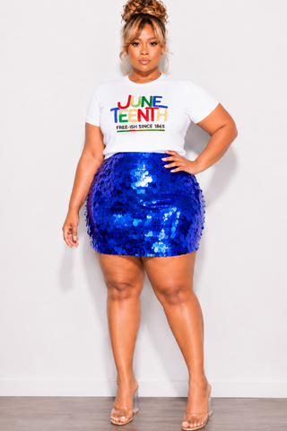 Final Sale Plus Size Fitted White T-Shirt Juneteenth Free-ish Since 1865