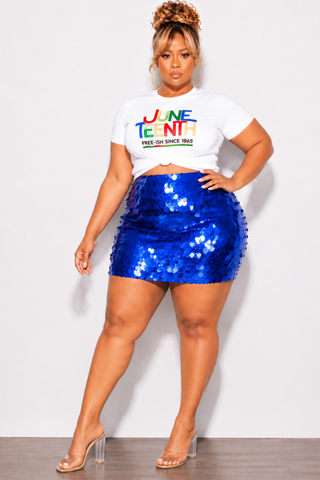 Final Sale Plus Size Fitted White T-Shirt Juneteenth Free-ish Since 1865