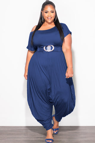 Final Sale Plus Size Harem Jumpsuit in Navy