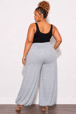 Final Sale Plus Size Jogger Pants with Front Tie in Grey