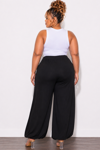 Final Sale Plus Size Jogger Pants with Front Tie in Black