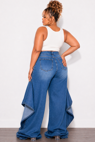 Final Sale Plus Size So Unique Wide Leg Flare Jeans in Denim