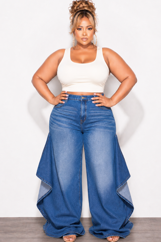 Final Sale Plus Size So Unique Wide Leg Flare Jeans in Denim