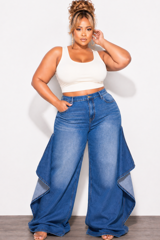 Final Sale Plus Size So Unique Wide Leg Flare Jeans in Denim