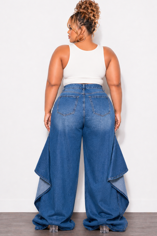 Final Sale Plus Size So Unique Wide Leg Flare Jeans in Denim