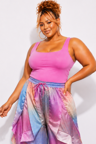 Final Sale Plus Size Ribbed Tank Top in Raspberry Pink (Top Only)