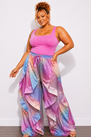 Final Sale Plus Size Ribbed Tank Top in Raspberry Pink (Top Only)