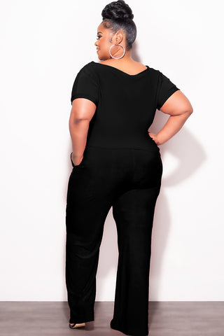 Final Sale Plus Size 2pc Top and Pants Set in Black