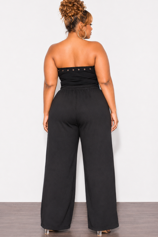 Final Sale Plus Size Tube Top with Grommets in Black